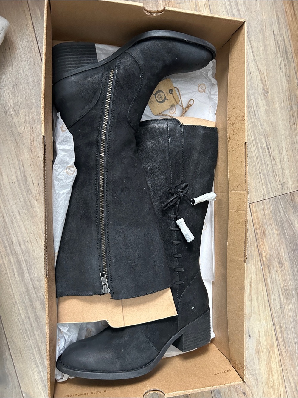 Born Black Mid-Calf Zip & Lace Heeled Boots - Picture 5 of 6